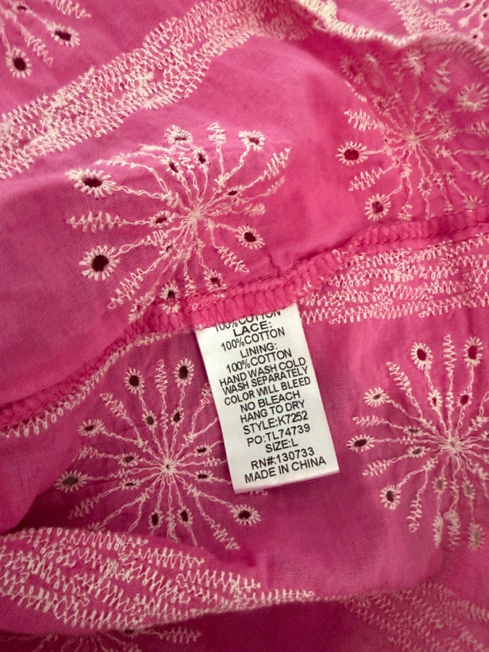Umgee Pink Embrodiered Lace Top - Picture 3 of 4